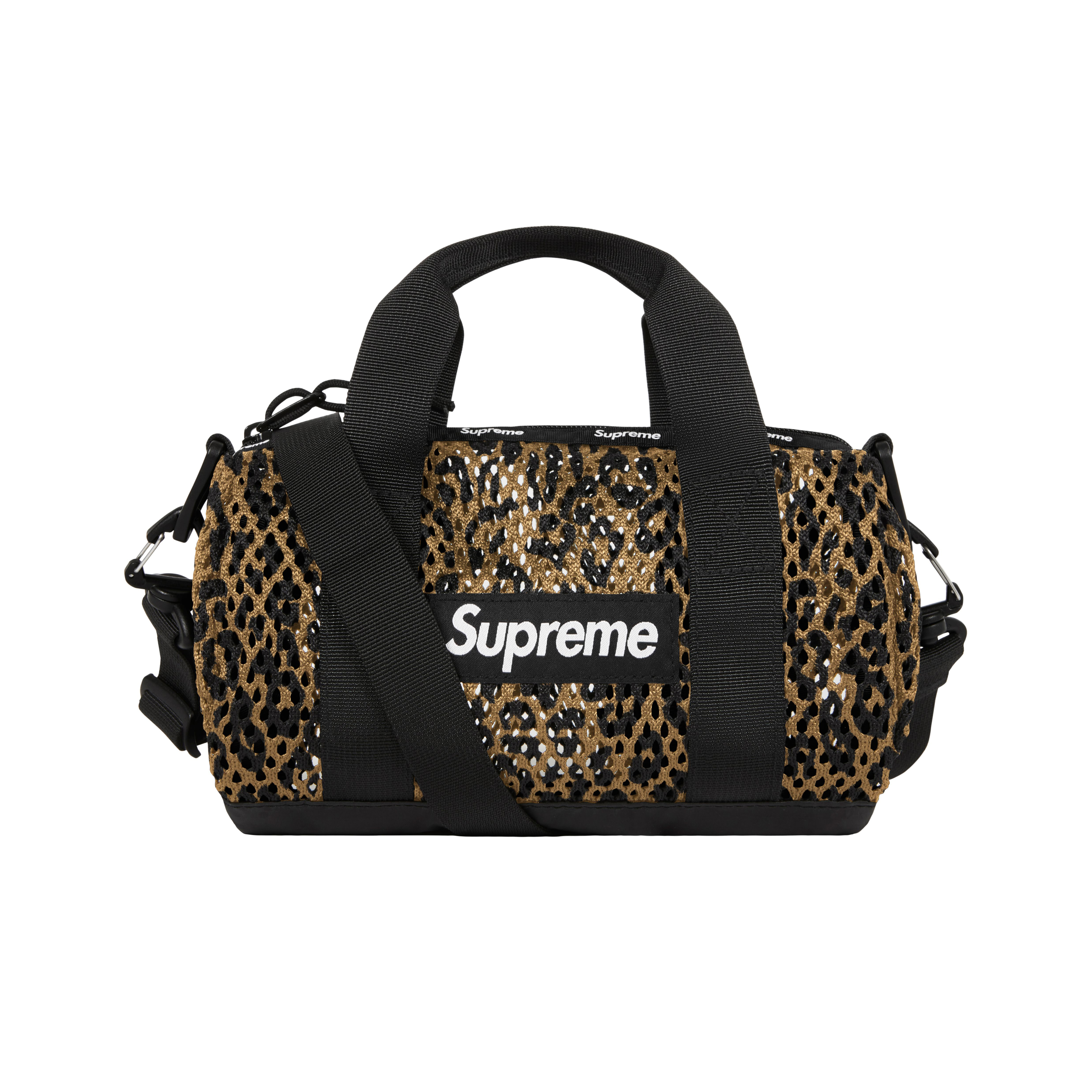 SUPREME MESH MINI DUFFLE BAG 迷你網布圓桶包黑/綠/豹紋/白-SS23B20