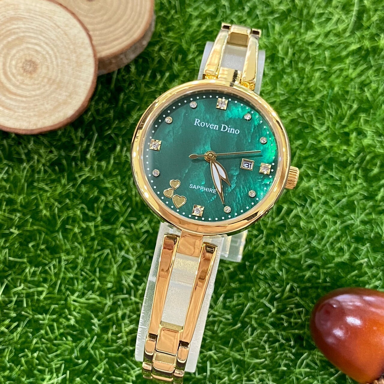 【Roven Dino羅梵迪諾】祖母綠金錶RD799G 27mm 現代鐘錶