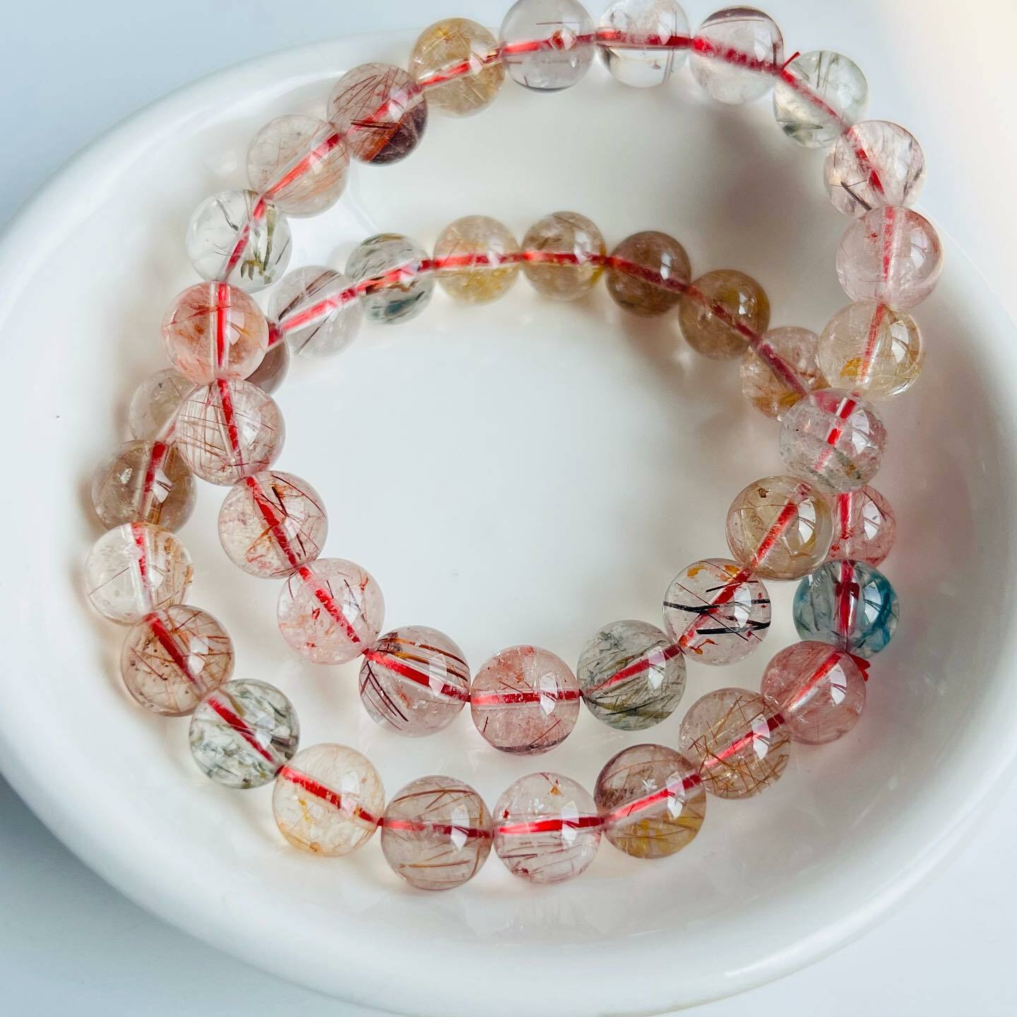 [原石] 紅鈦髮晶、鈦髮晶、綠髮晶 水晶手串