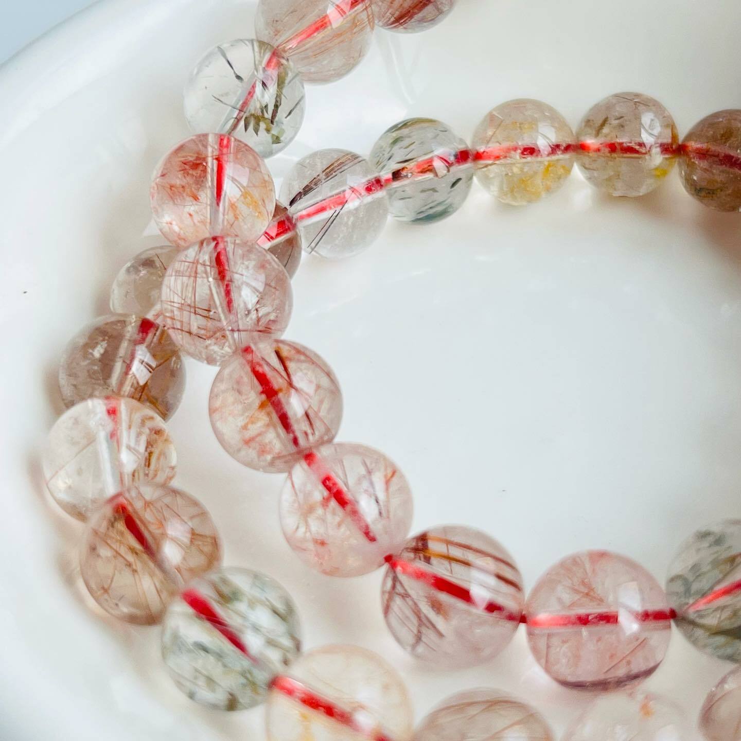 [原石] 紅鈦髮晶、鈦髮晶、綠髮晶 水晶手串