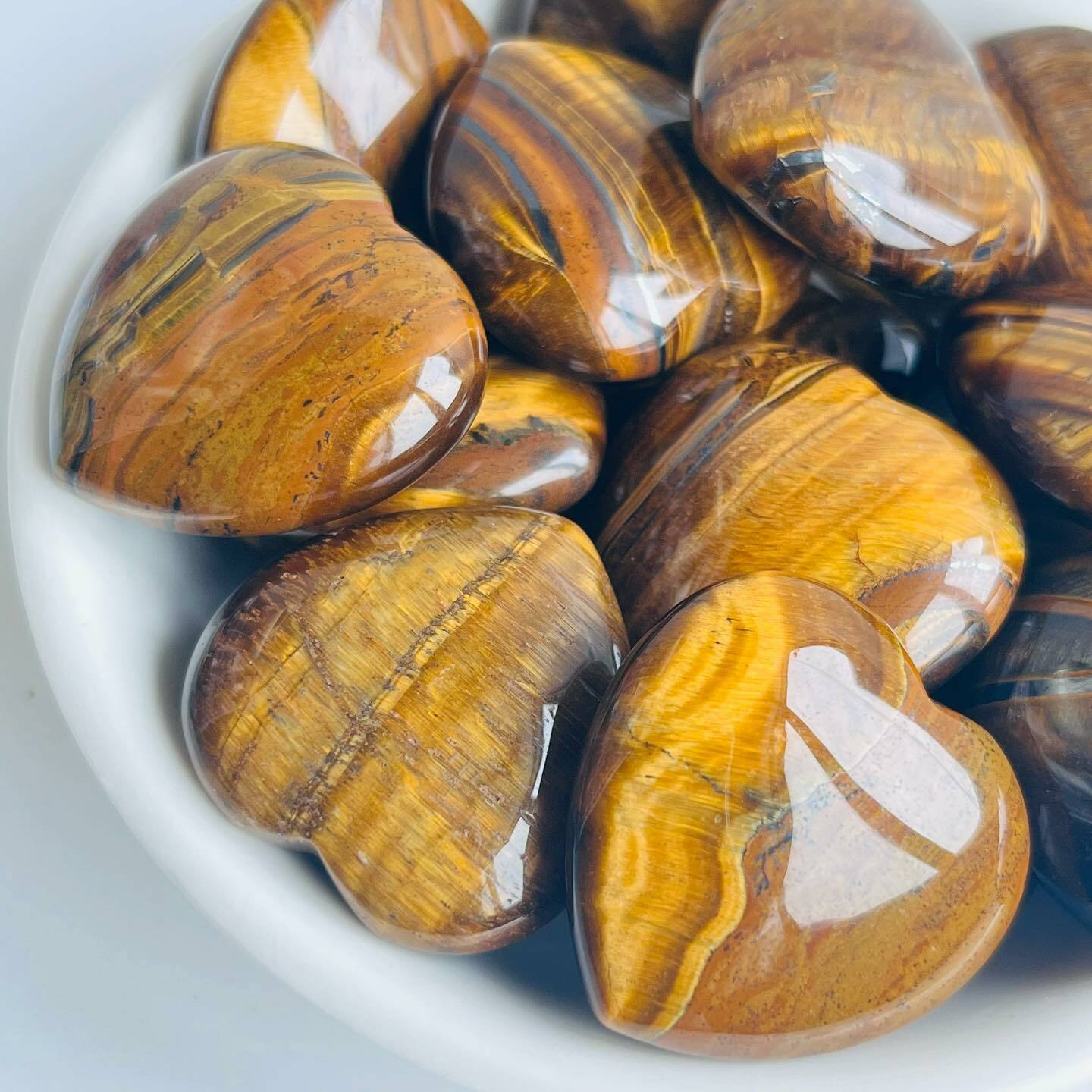 [原石] 黃虎眼石 愛心水晶擺件