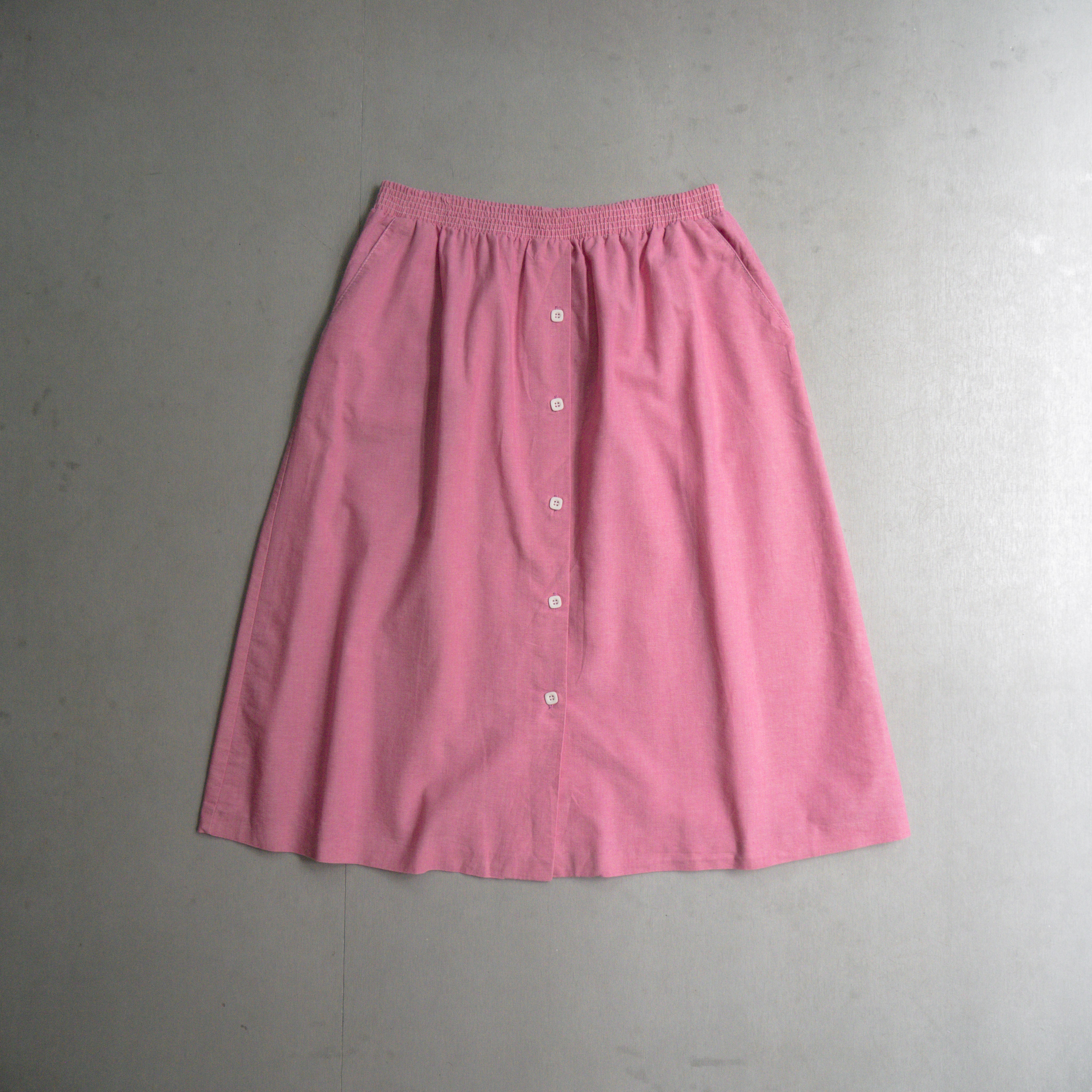 VINTAGE COTTON SKIRTS 美國 粉紅 素面 鬆緊帶 棉質 A字裙 裙子