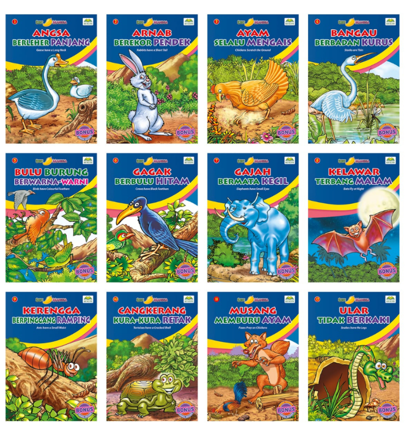 CERITA HAIWAN SIRI MANGGA DWIBAHASA 12 BUKU