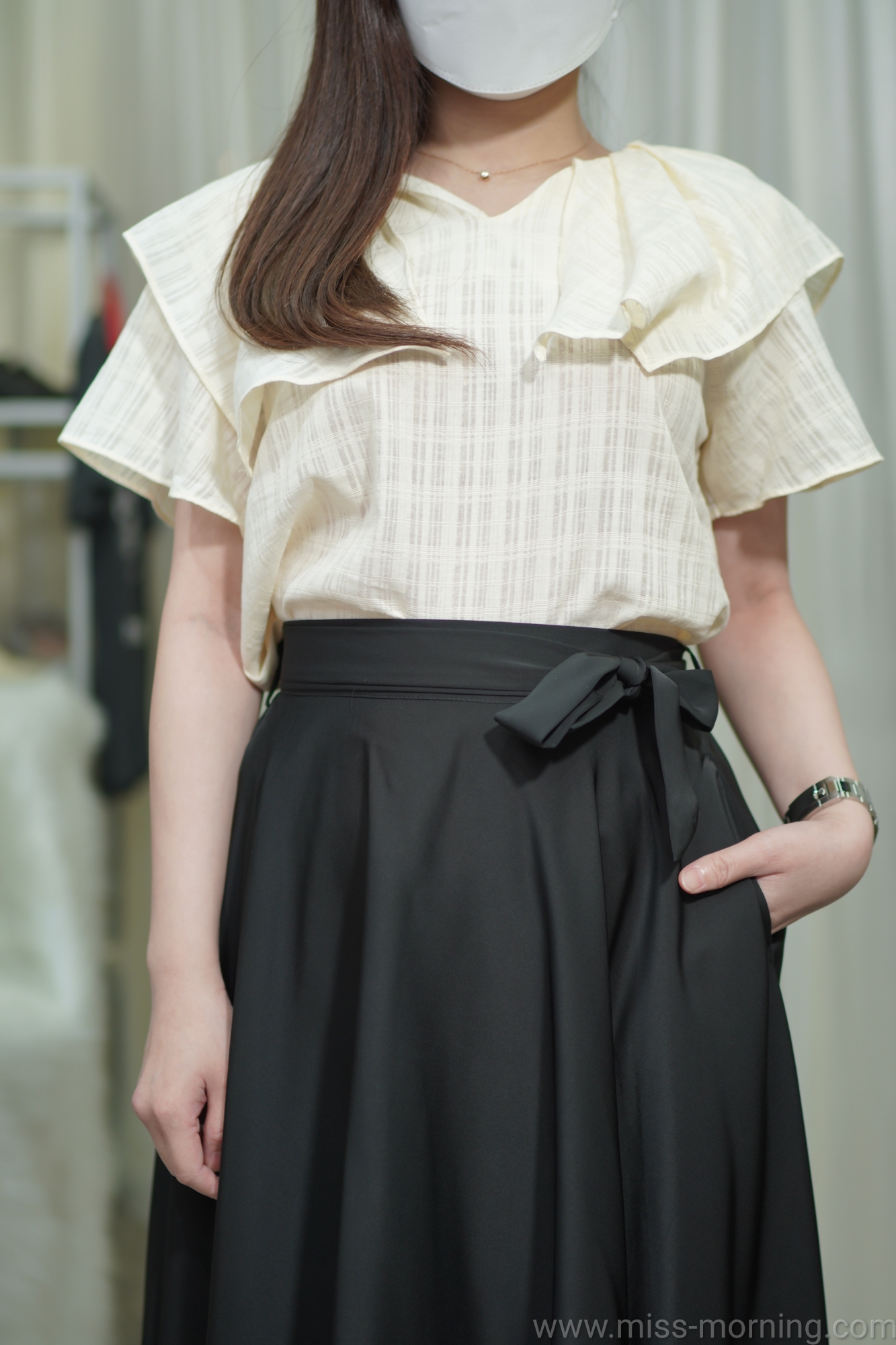 反領暗格紋上衣(13234)&中厚雪紡裙(33563)