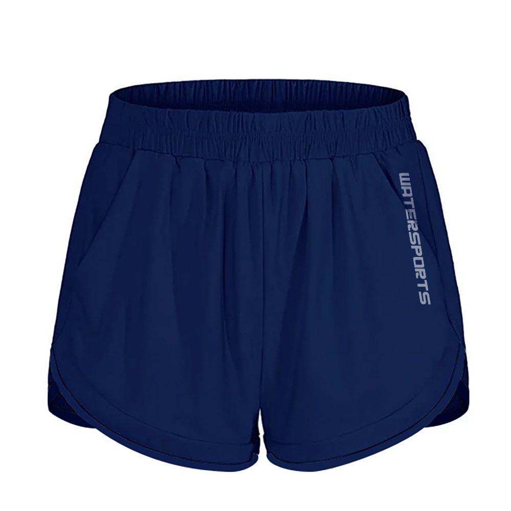 少女/女士純色內襯游泳沙灘短褲 - 深藍