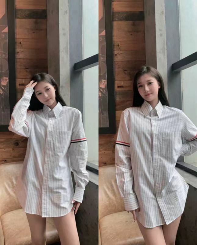 Thom Browne  白色條紋彩標襯衫 -T