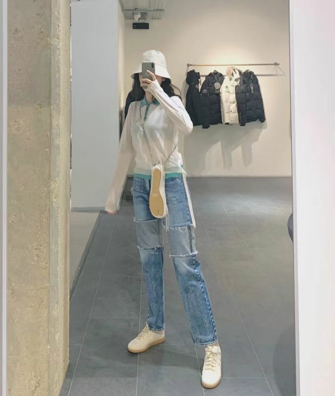 Maison Margiela 藍色拼接牛仔褲 -T