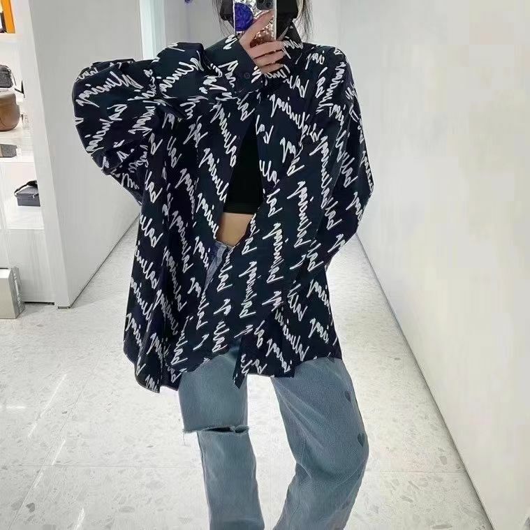 Balenciaga 女款深藍色彈幕襯衫 -T