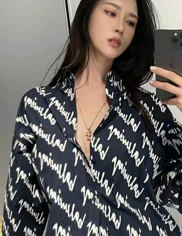 Balenciaga 女款深藍色彈幕襯衫 -T