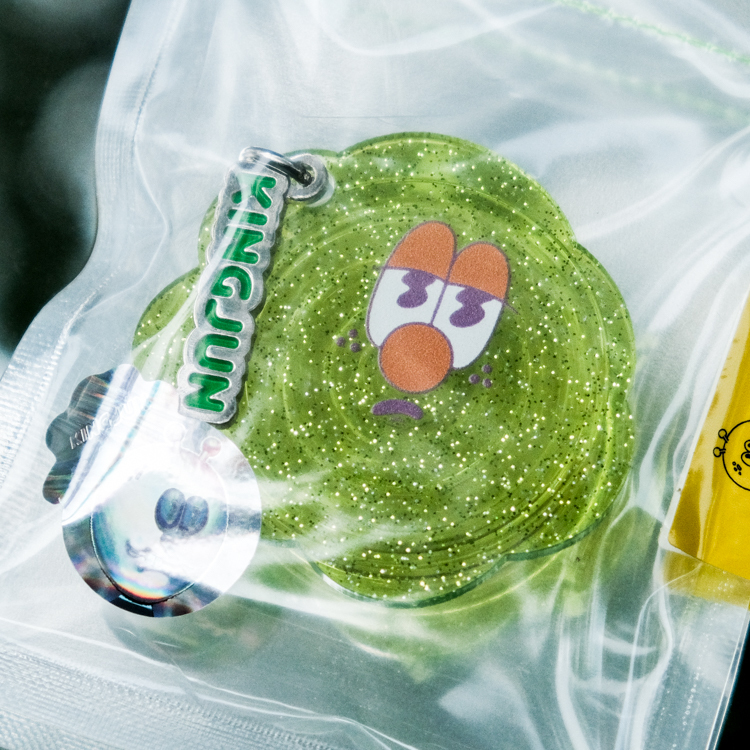 Kingjun｜絕版｜閃粉壓克力氣囊手機支架｜綠臉