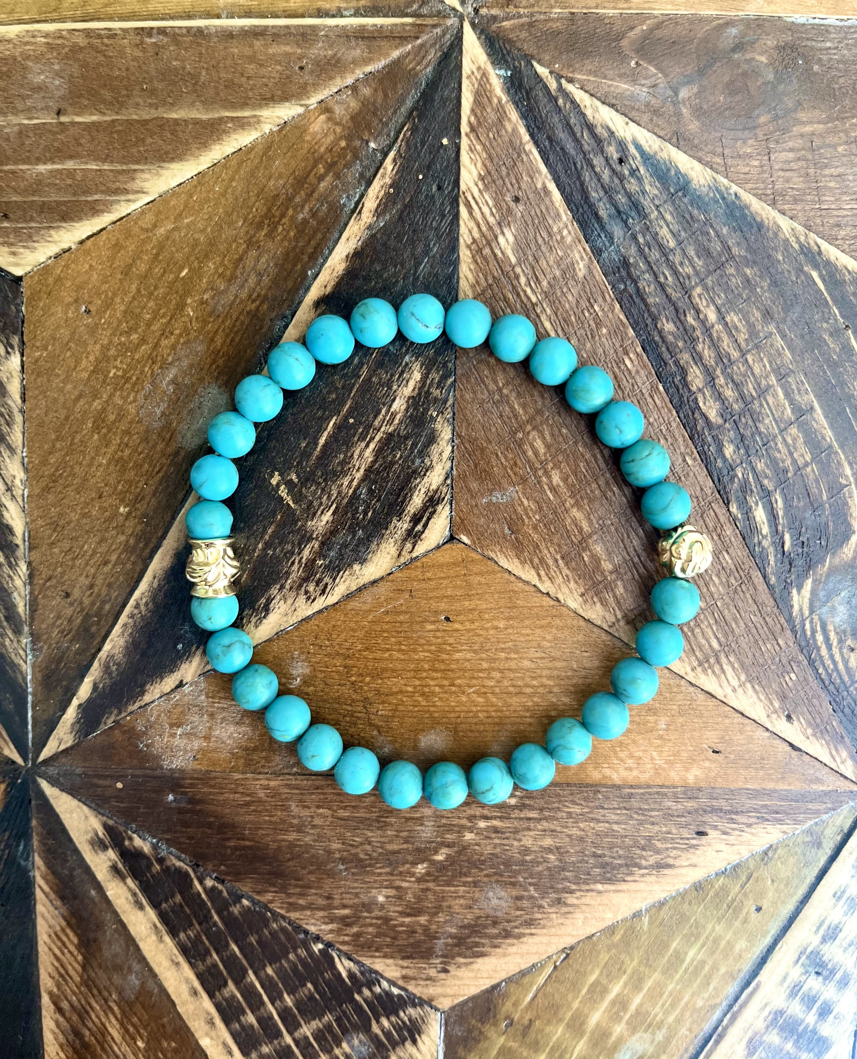 Lone Ones Stone Bracelet w/ K18 Gold Hawk Bead & Embossed Bead