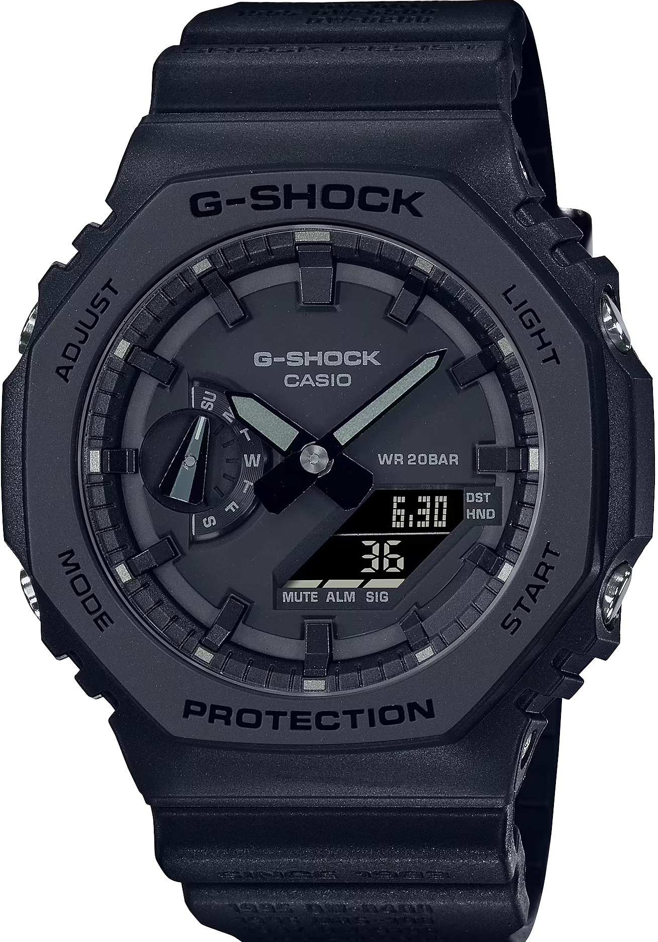 萬年鐘錶 - G-SHOCK  復刻全黑八角錶殼電子錶  GA-2140RE-1A  錶徑 : 48.5 mm