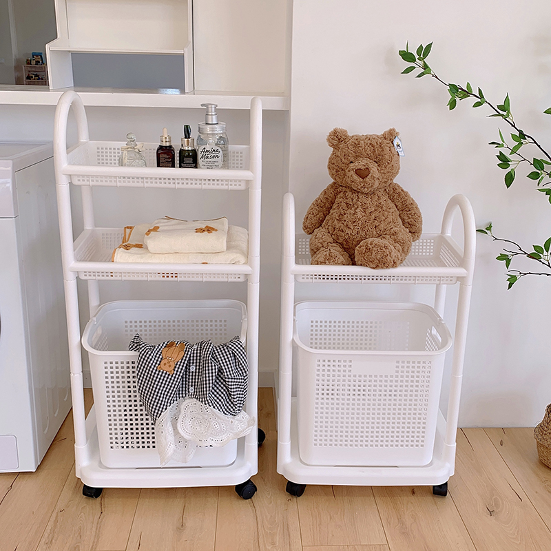 《2325》簡約白帶輪收納推車架