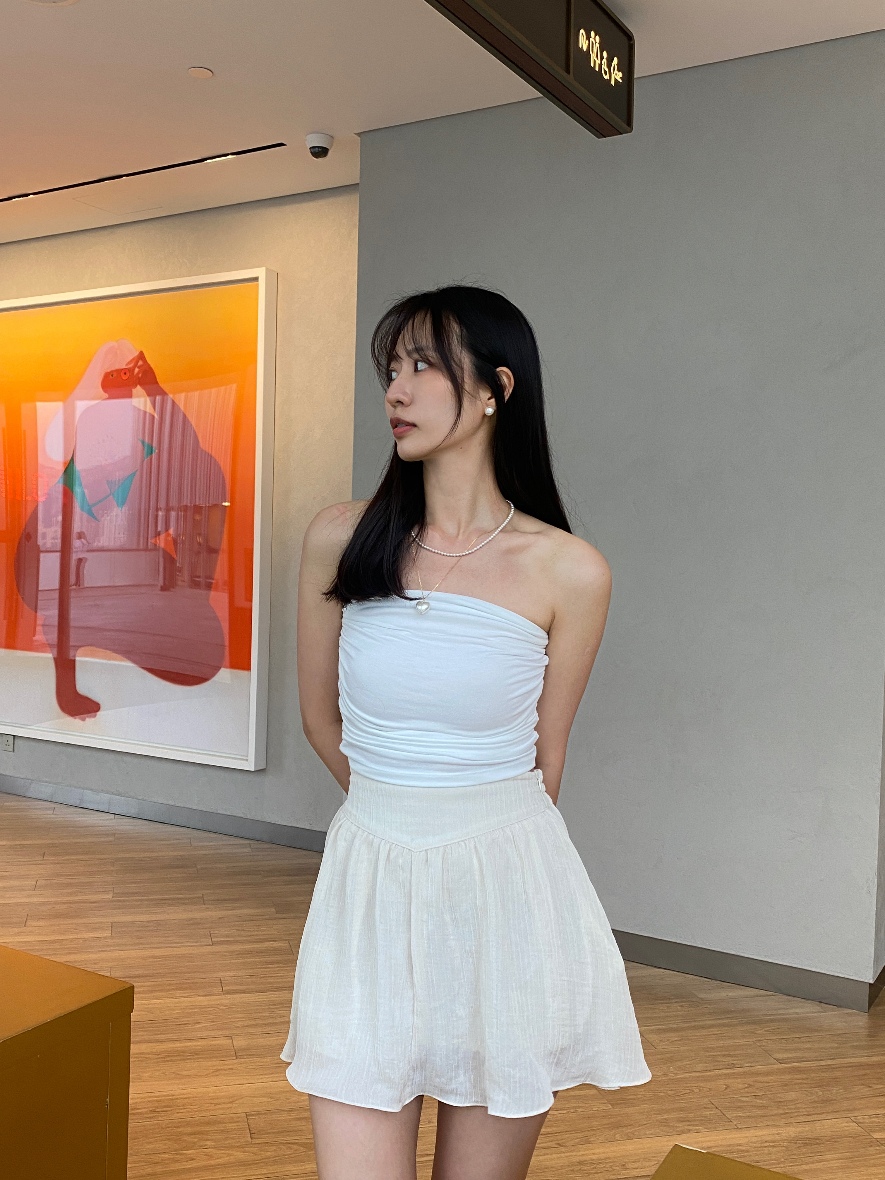 (現貨) 仙女感滿分! 橡筋腰飄飄A型短裙 SK0602 (黑)