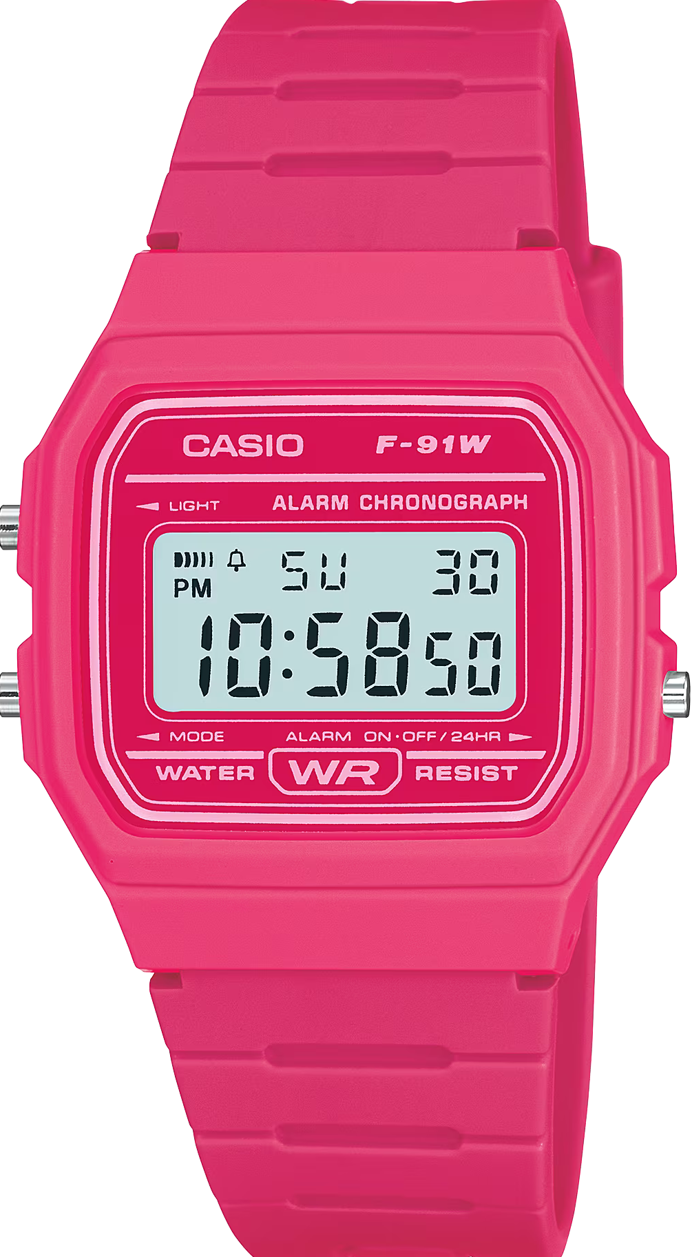 萬年鐘錶 - CASIO 鮮豔繽紛經典電子錶 F-91WC-4A 錶徑35.2MM