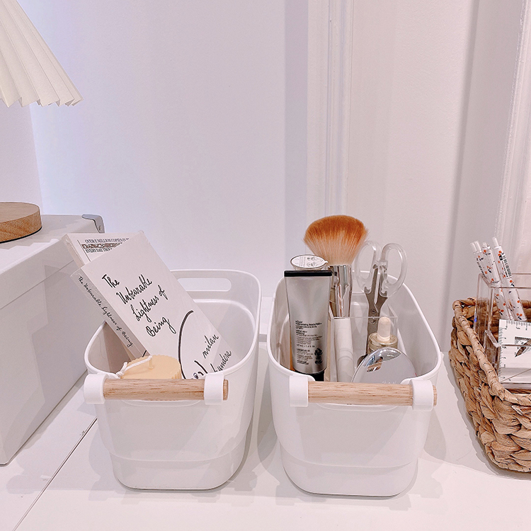 《2328》日式簡約桌面木把收納籃