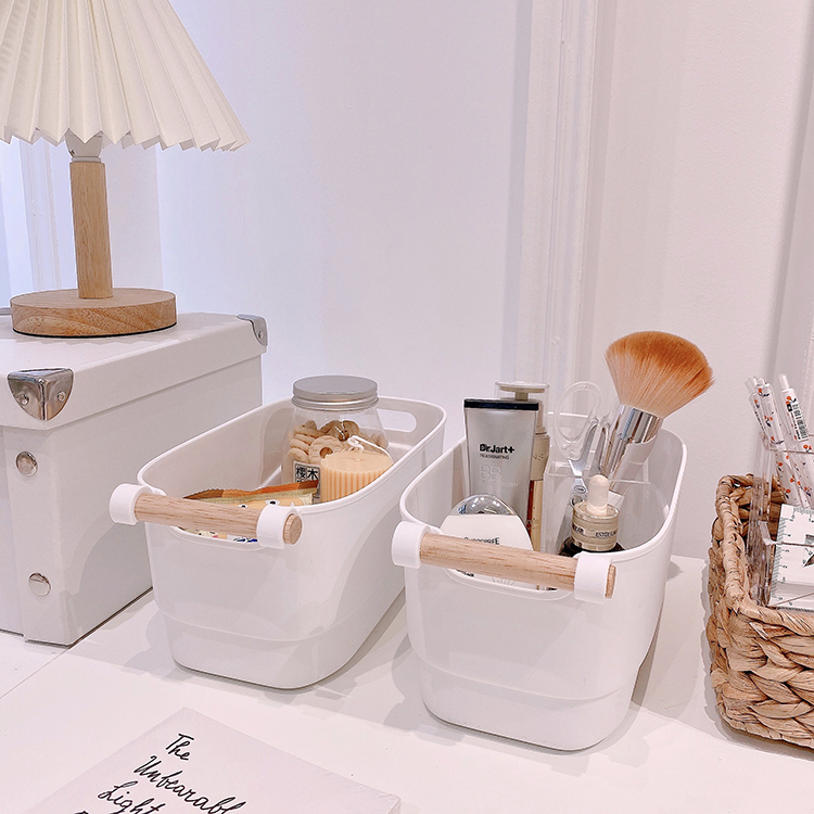 《2328》日式簡約桌面木把收納籃