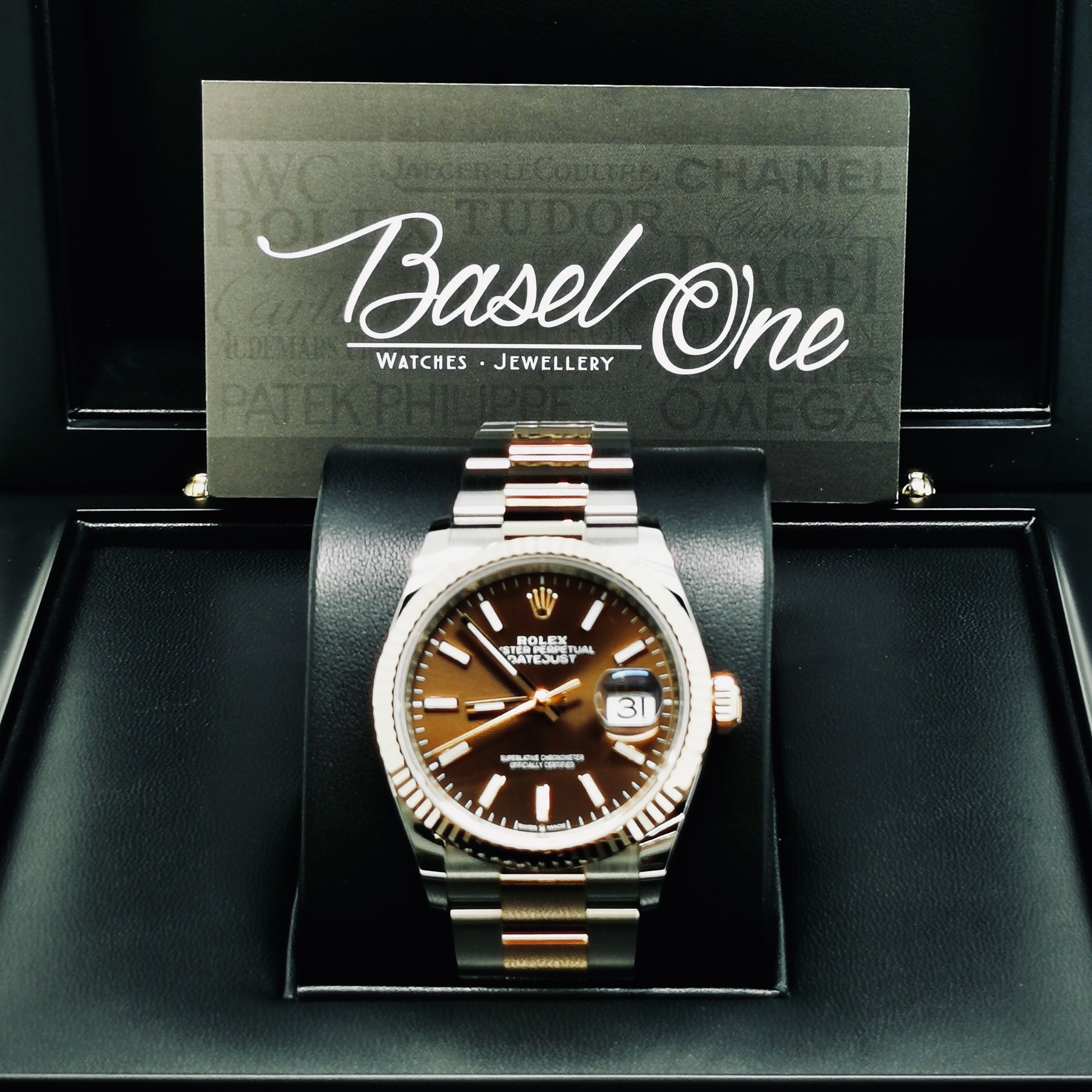BRAND NEW ROLEX 126231 CHOCOLATE DIAL ROSE GOLD OYSTERSTEEL DATEJUST OYSTER STRAP 36 MM