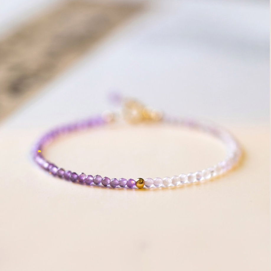 【紫藤】巴西紫水晶+薰衣草紫水晶-2mm圓珠款水晶手鍊/水晶手串