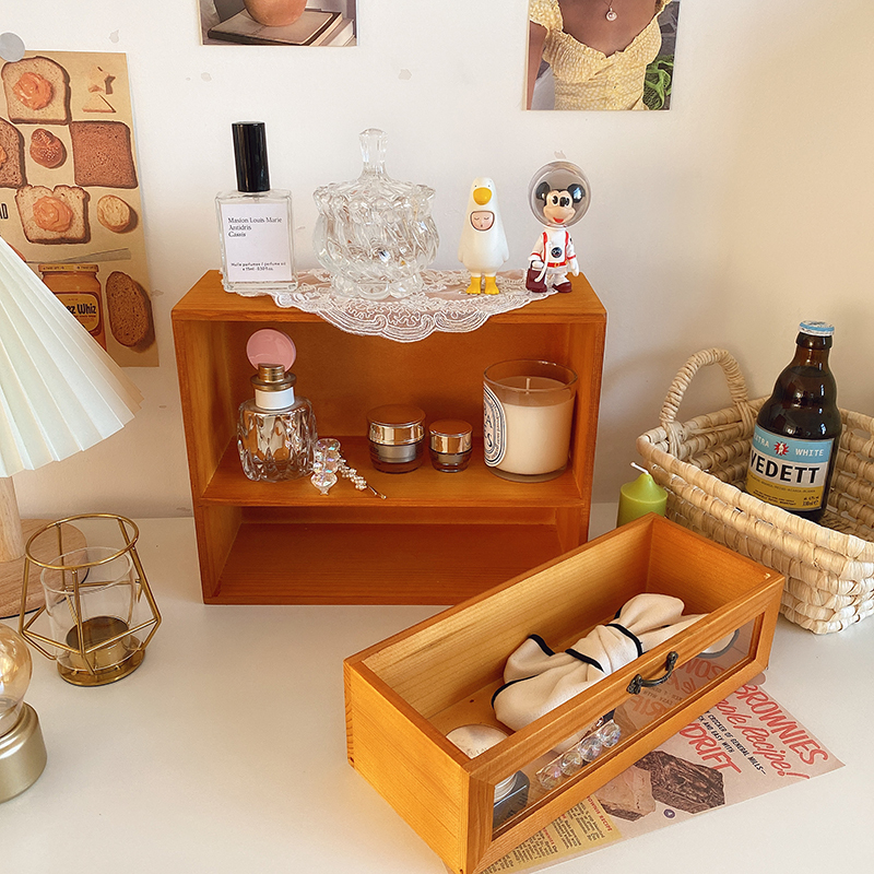 《2336》復古風木質桌面化妝收納盒