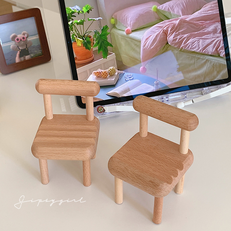 《2337》迷你木質小椅子手機支架