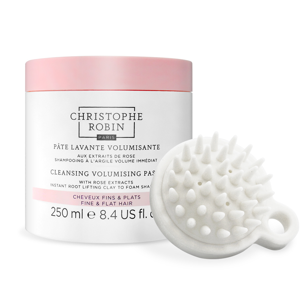 Christophe Robin 玫瑰豐盈淨化髮泥(250ml) 新版-國際航空版贈 頭皮按摩梳