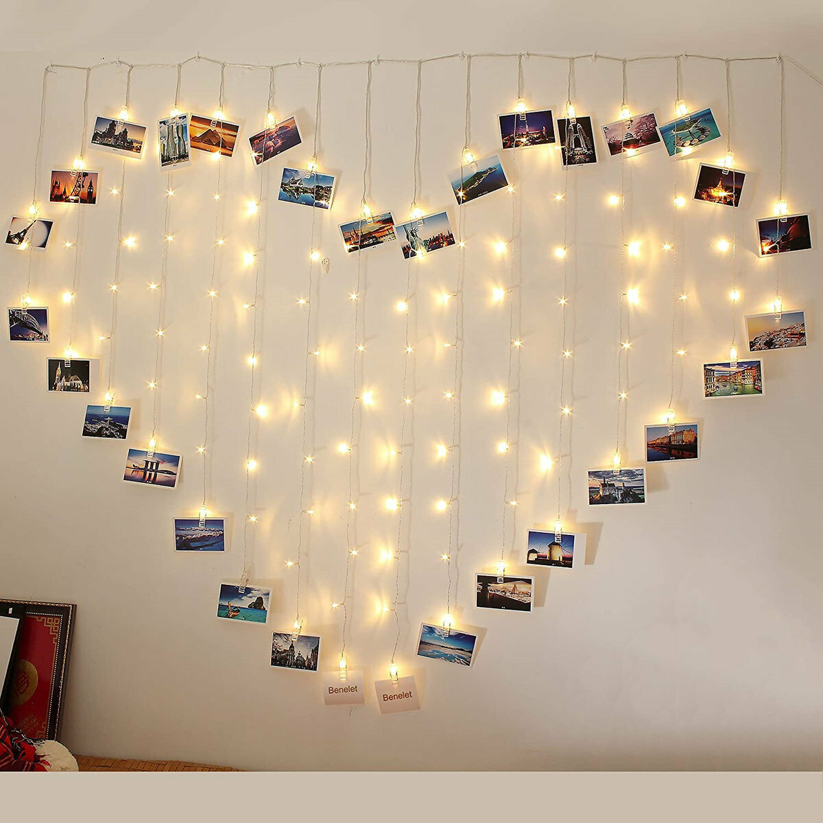 浪漫愛心窗簾夾子燈 LED燈 心心窗簾 浪漫生日節日結婚氣氛裝飾燈 情人節聖誕新年大廳房間佈置燈