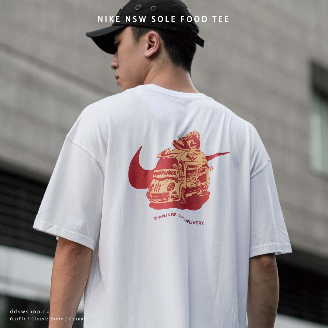 Nike NSW Sole Food Tee 短袖 小籠包餐車Q版塗鴉背圖 白色 FB9806-100