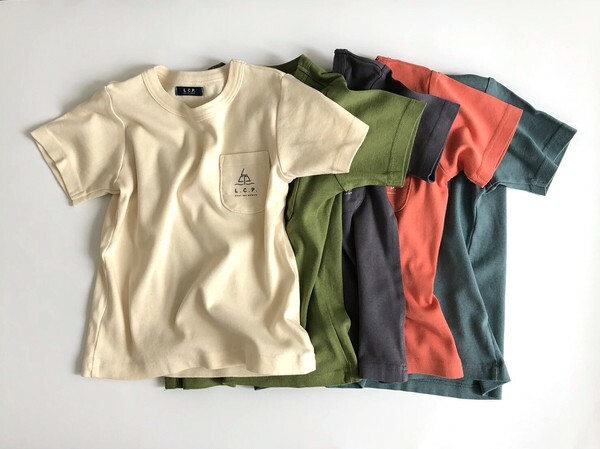 日本L.copeck 水手口袋 純色系 天竺棉短袖上衣 (軍綠色，150) LCP0002
