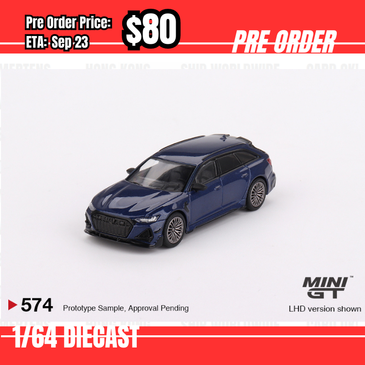 Pre Order-$80 Mini GT #574 Audi ABT RS6-R Navarra Blue Metallic LHD [OD5/06]