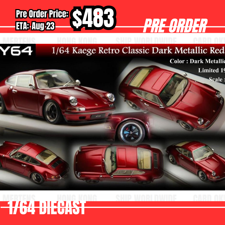 Pre Order-$483 MY64 911 F Kaege Retro Classic Dark Metallic Red [OD5/06]