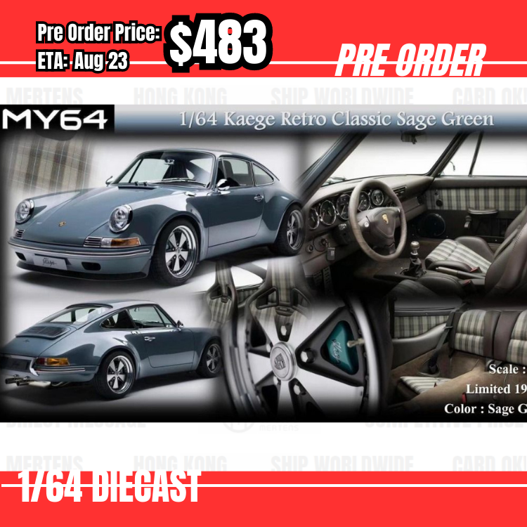 Pre Order-$483 MY64 911 F Kaege Retro Classic Sage Green  [OD5/06]