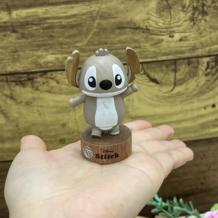 23100-ST 迪士尼史迪仔原木彈簧迷你搖頭公仔#KM23-350505