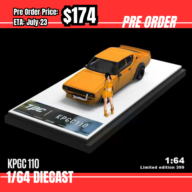 Pre Order-$174 TPC Skyline GT-R KPGC110 LB Orange W/ Figure [OD5/06]