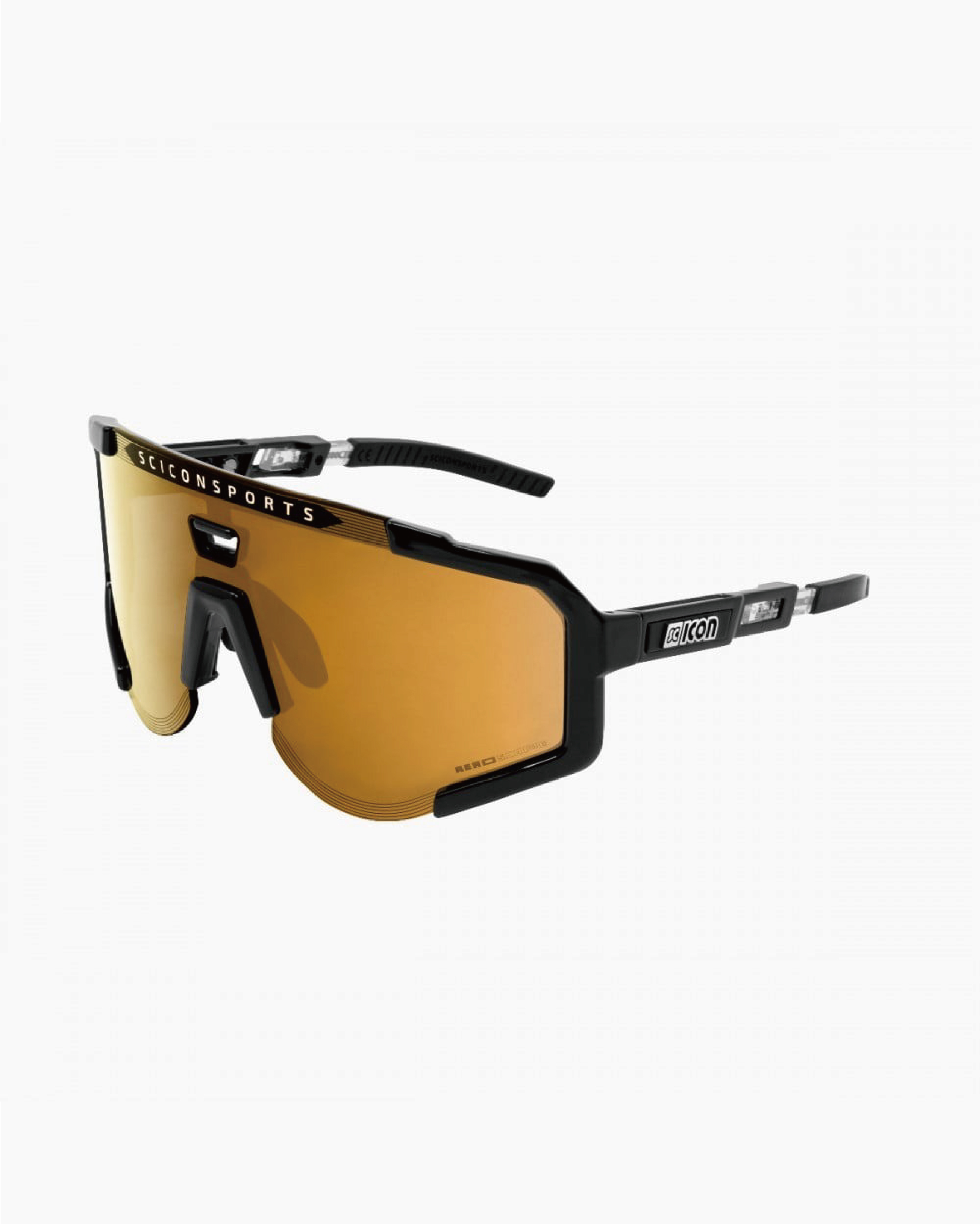 【SCICON】AEROSCOPE 運動眼鏡 亮黑鏡框 / 鏡面銅片