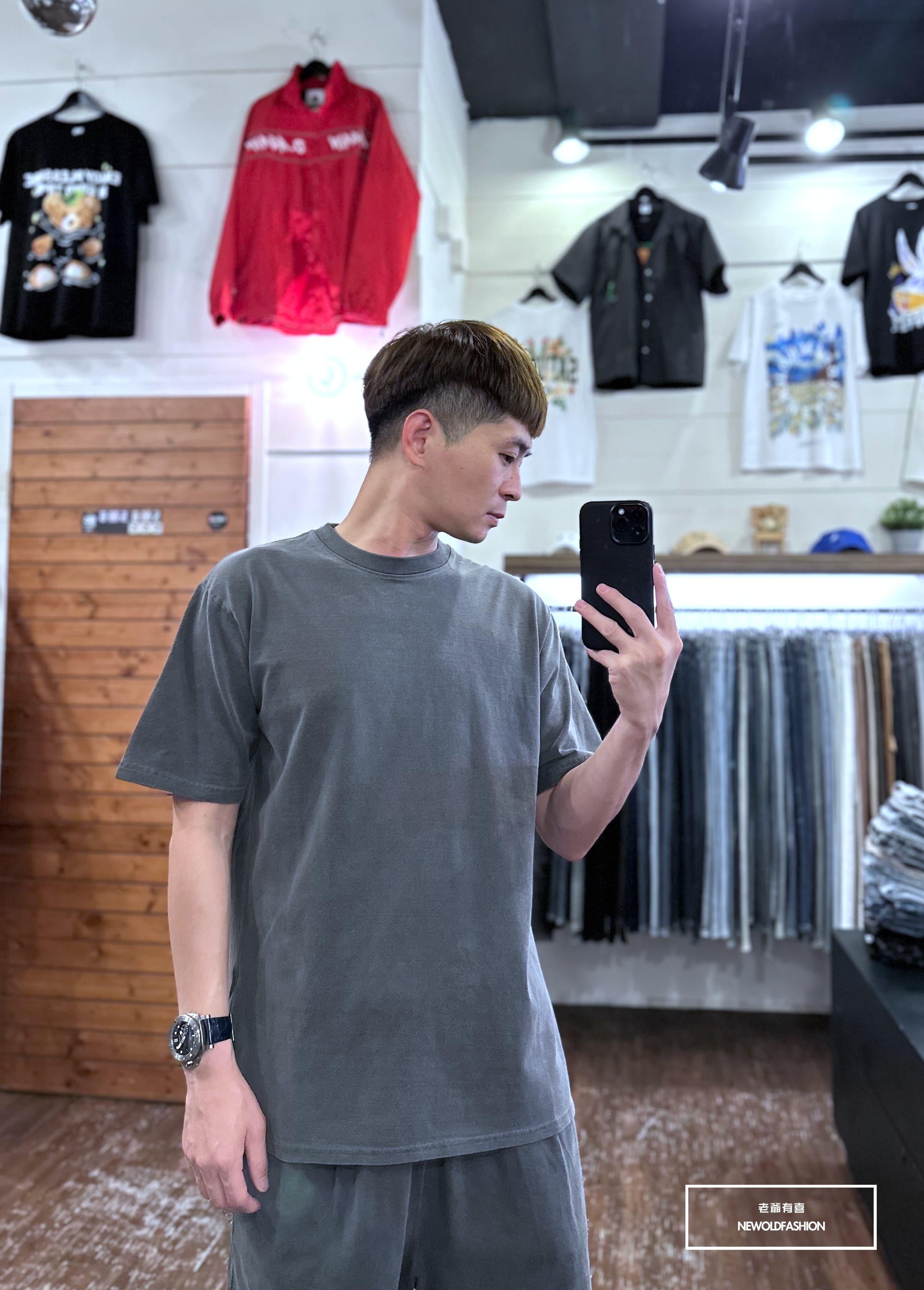 『新品上市』重磅水洗素面短T-深灰