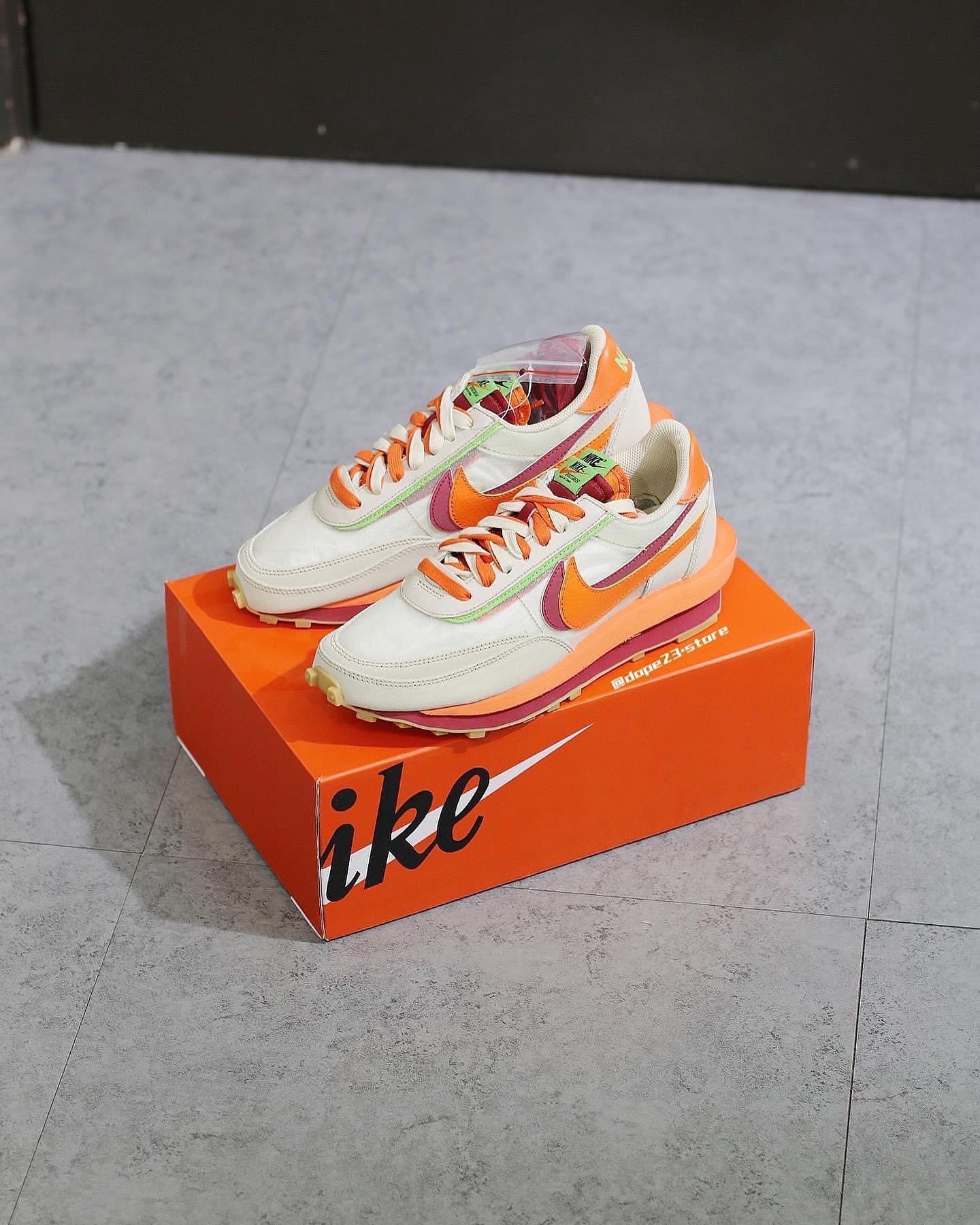 Nike LD Waffle sacai CLOT Kiss of Death Net Orange Blaze DH1347-100