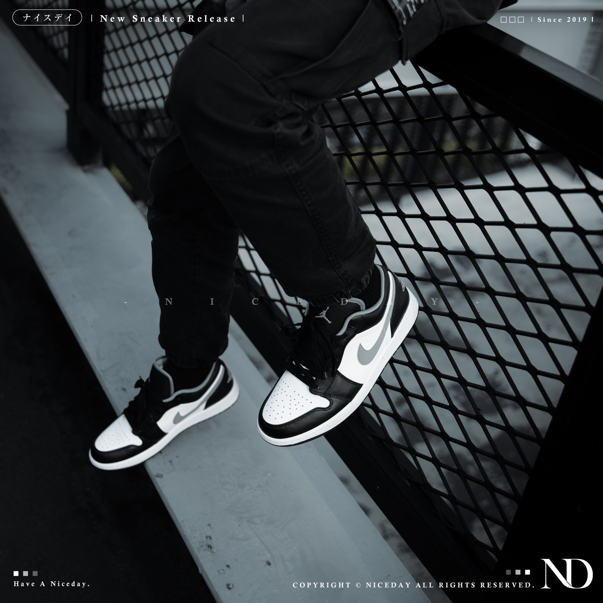 Niceday 現貨 Air Jordan 1 Low 影子黑 黑 白 灰 男款 553558-040