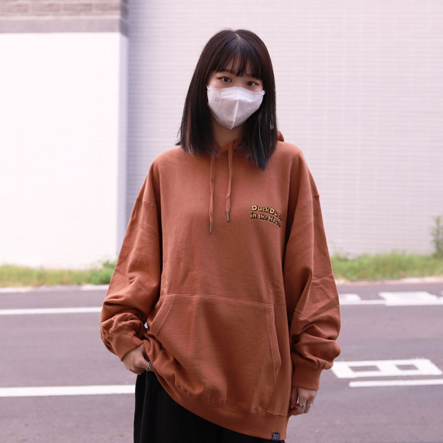 Duck Dude 達酷鴨 In The House Hoodie 宅在家字體刺繡帽Tee I-1770011