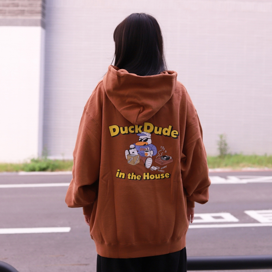 Duck Dude 達酷鴨 In The House Hoodie 宅在家字體刺繡帽Tee I-1770011