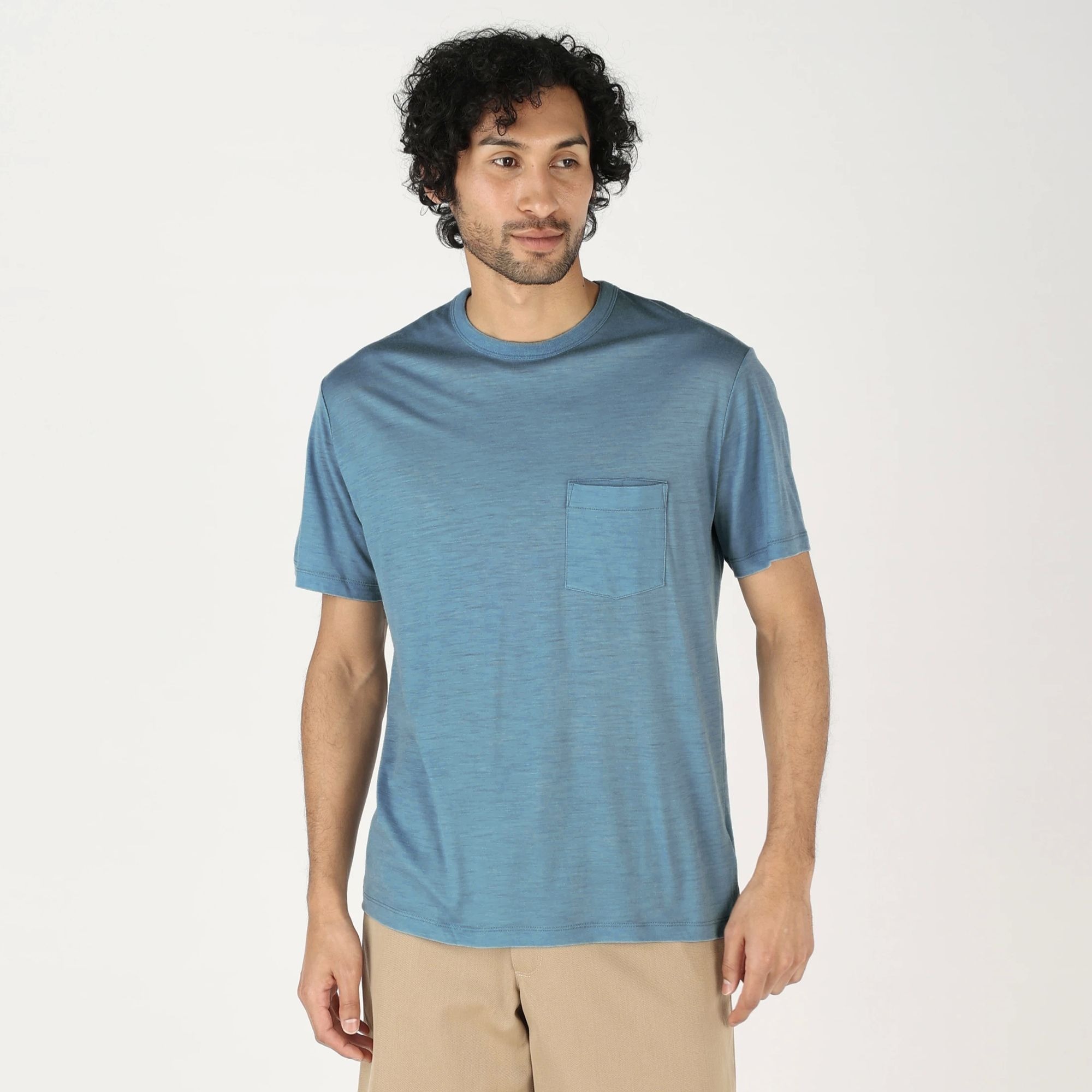 icebreaker 男款 羊毛圓領短袖上衣-JN150-水藍