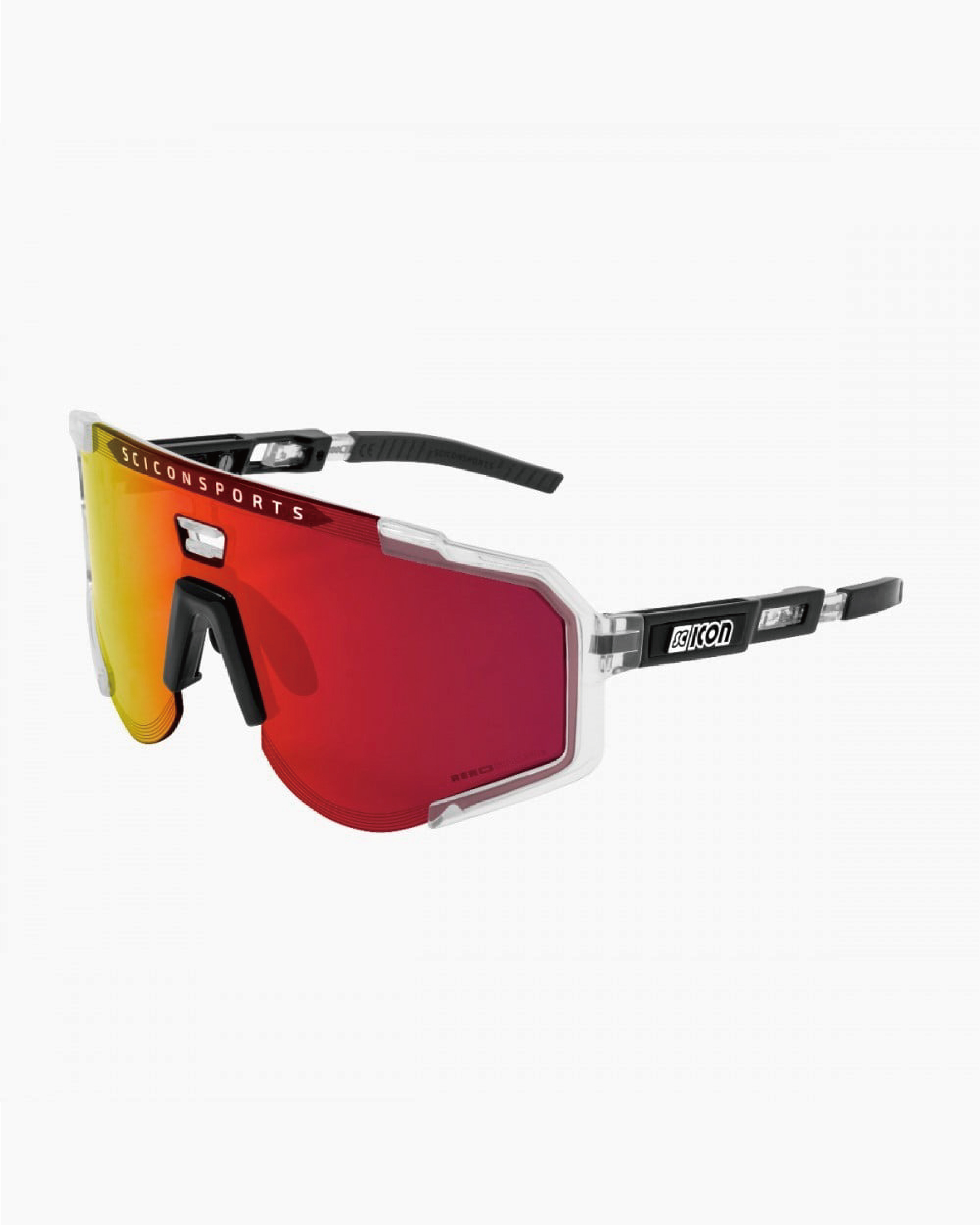 【SCICON】AEROSCOPE 運動眼鏡 透明鏡框 / 鏡面紅片