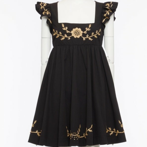 CRT07368 RED VALENTINO Short Plain Cotton Short Dress Black XR0VA21W6FK0NO (E)