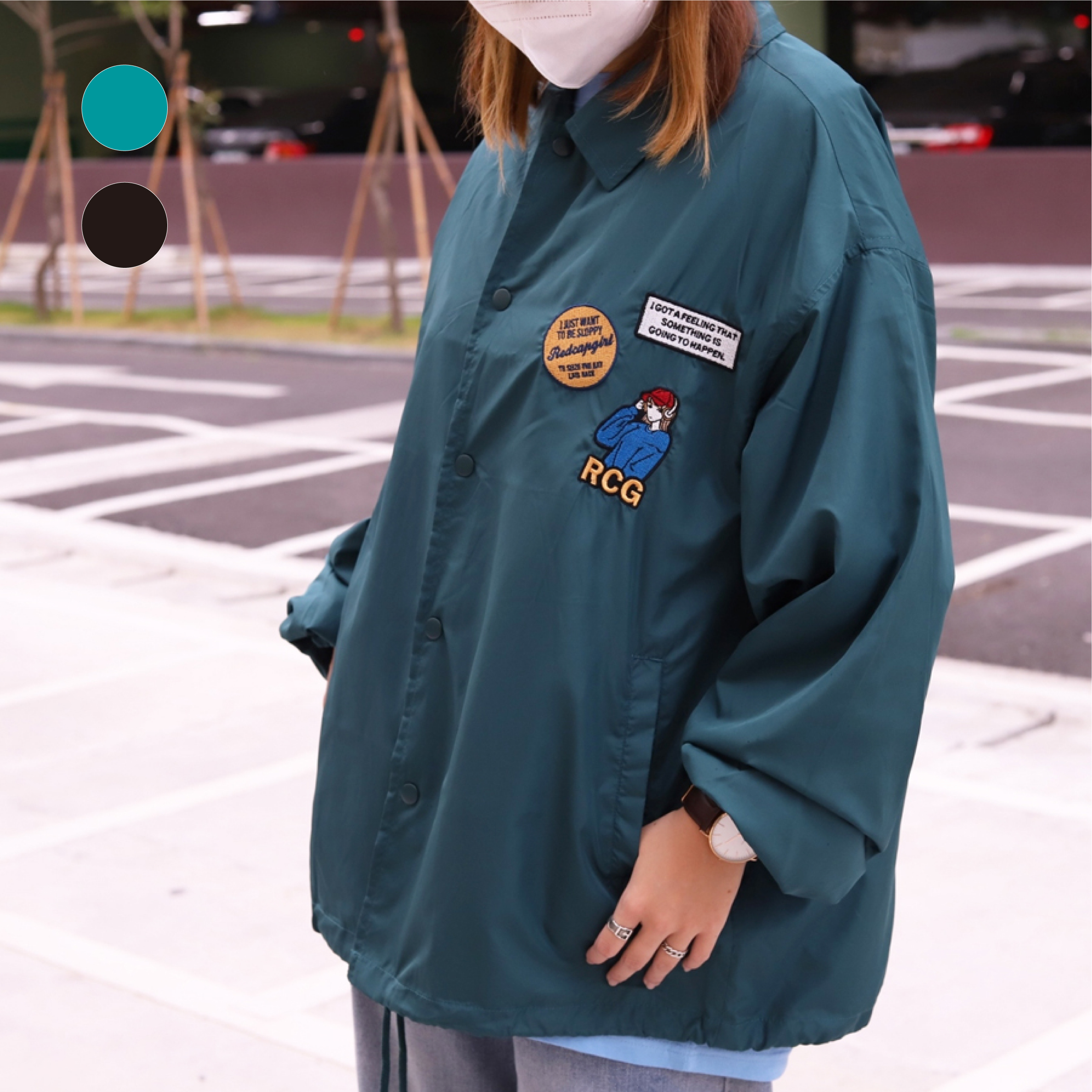 Red Cap Girl 刺繡Logo教練外套 23-2008