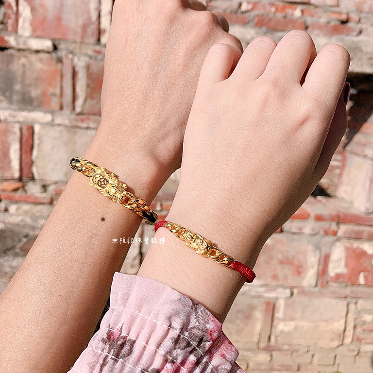 財富連鍊來貔貅 情侶編織金手鍊
