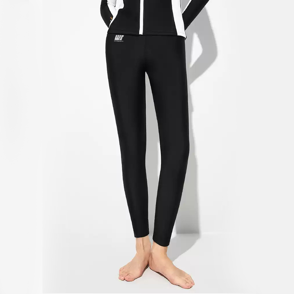 中性 LOGO 純色游泳防曬長褲 - 黑