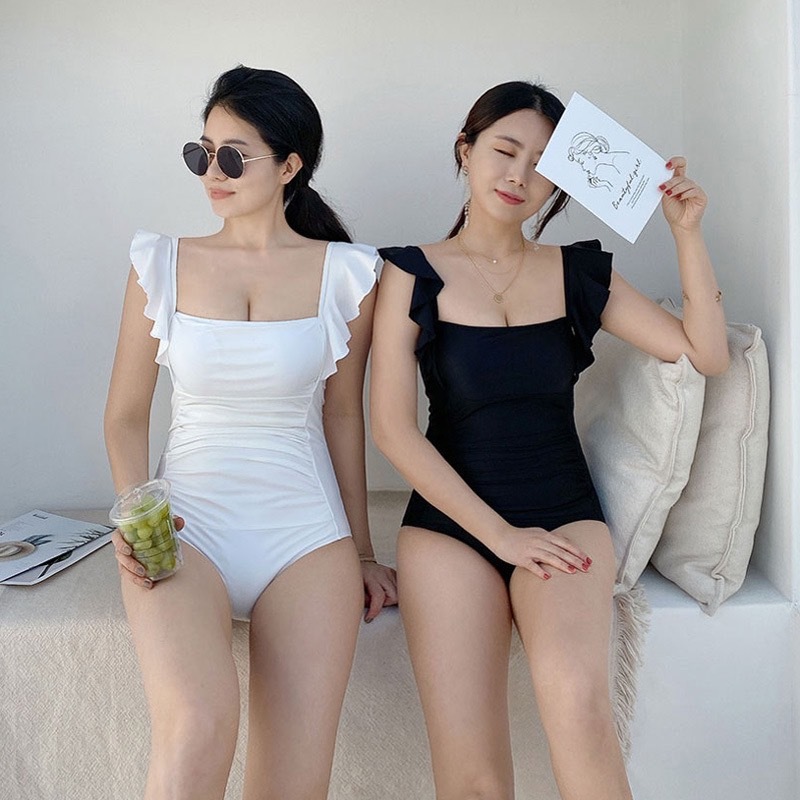 LYS -荷葉邊顯瘦美背連身泳衣