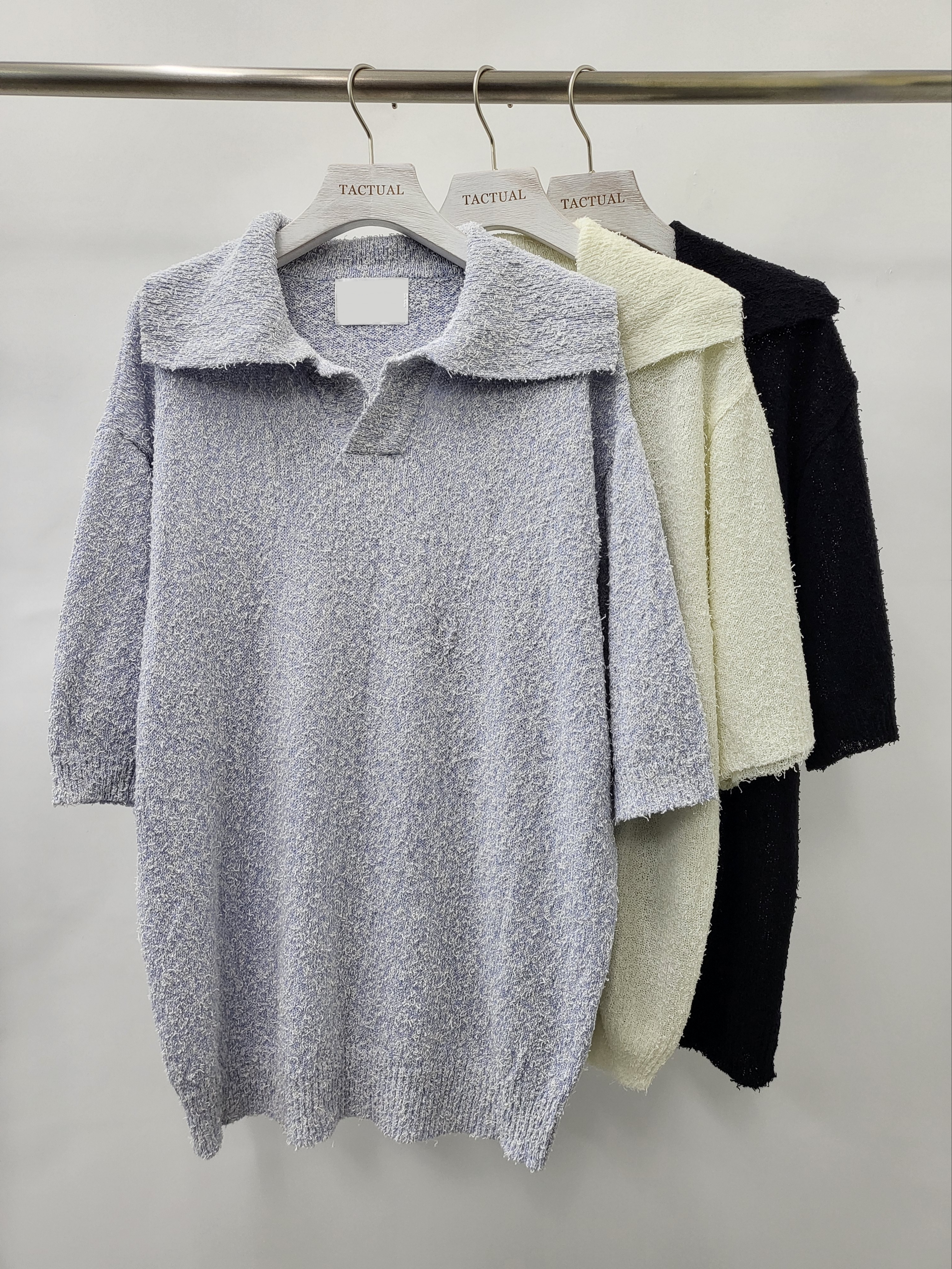 恤衫領淨色短袖Tee T4974