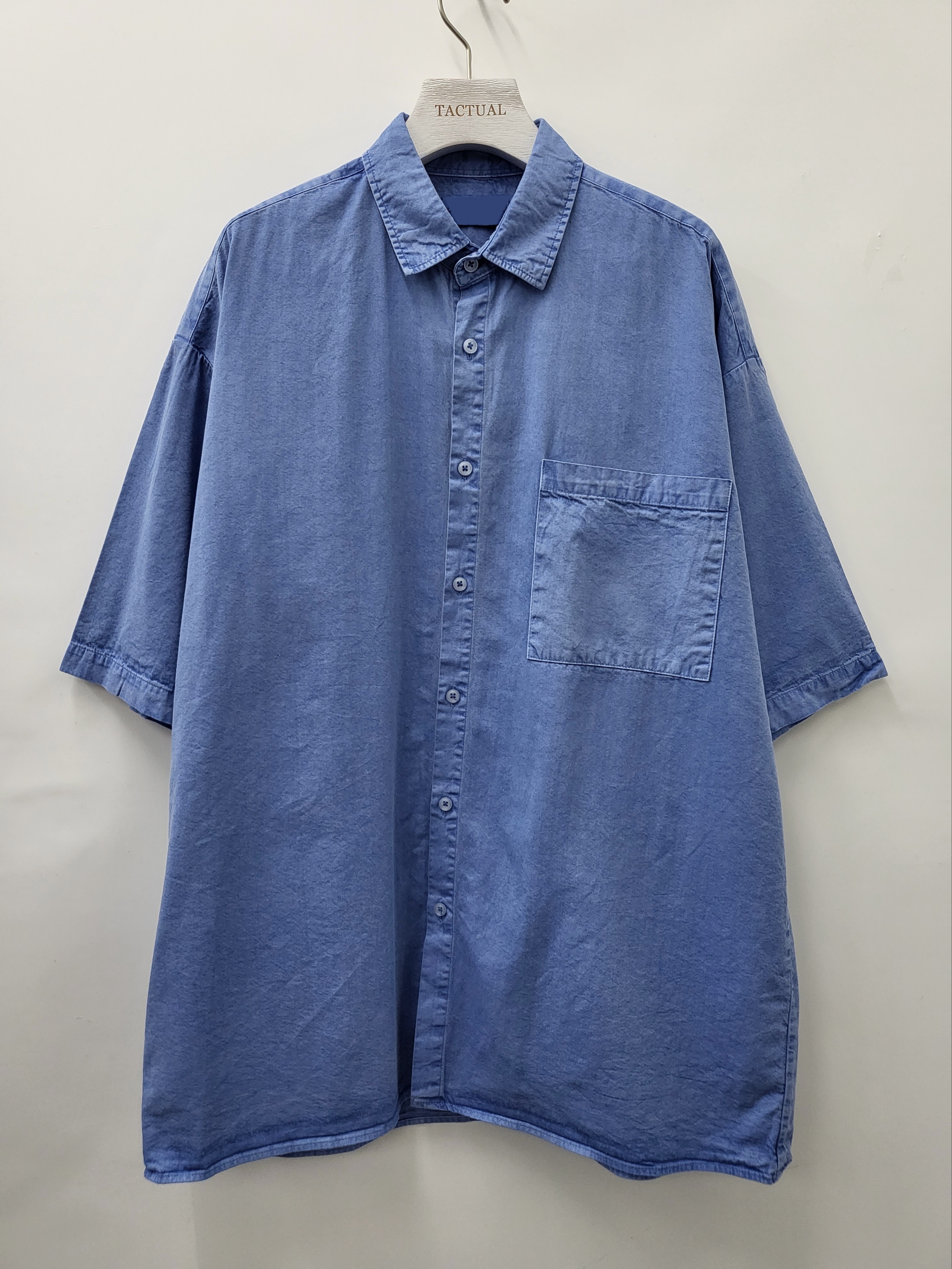 洗水淨色短袖恤衫外套 S2044