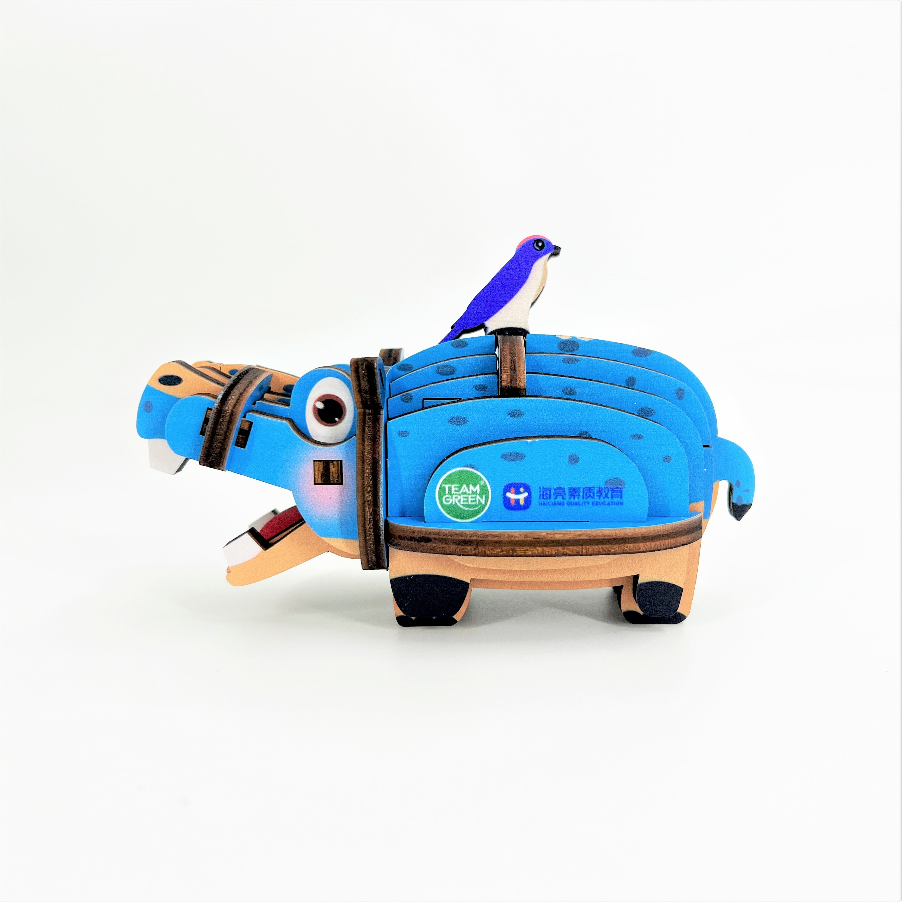 Team Green 3D Plywood Puzzle Luban Academy - Hippo